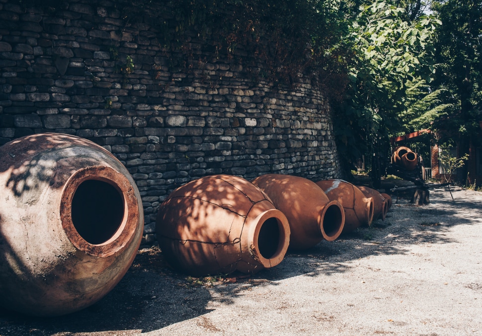 Clay vessels are still used in Georgian winemaking today. 