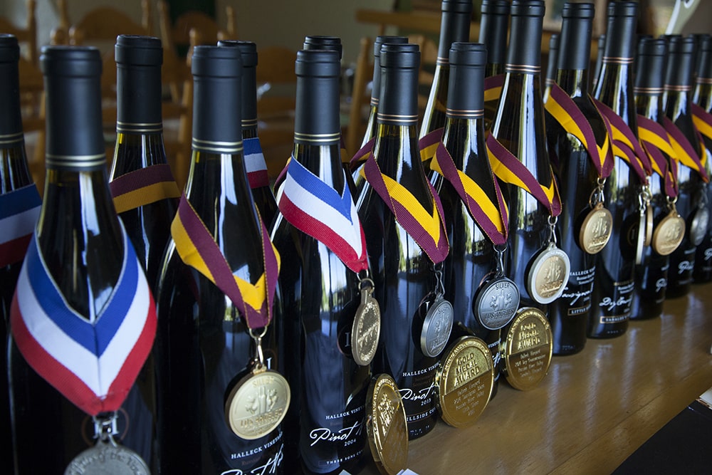 Award winning Russian River Valley and Sonoma Coast Pinot served at the Sebastopol wine tasting experience at the Halleck Vineyard Estate in Sonoma County, California.