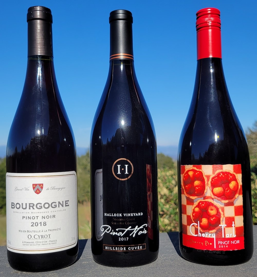 Cherry Pie, O. Cyrot Bourgogne and Halleck Vineyard Hillside Cuvee Pinot Noirs