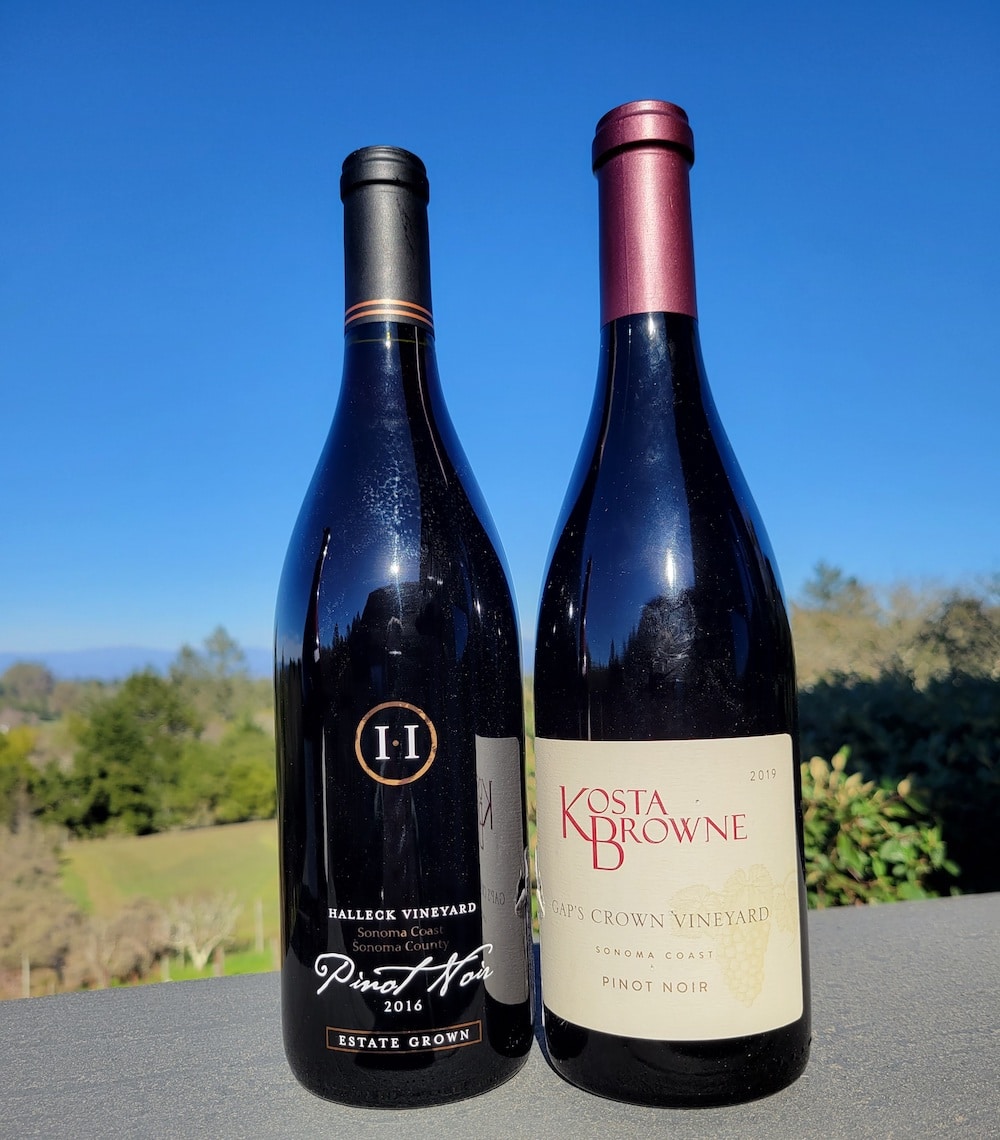 Halleck Vineyard Estate Grown and Kosta Brown Pinot Noir from Sonoma, California