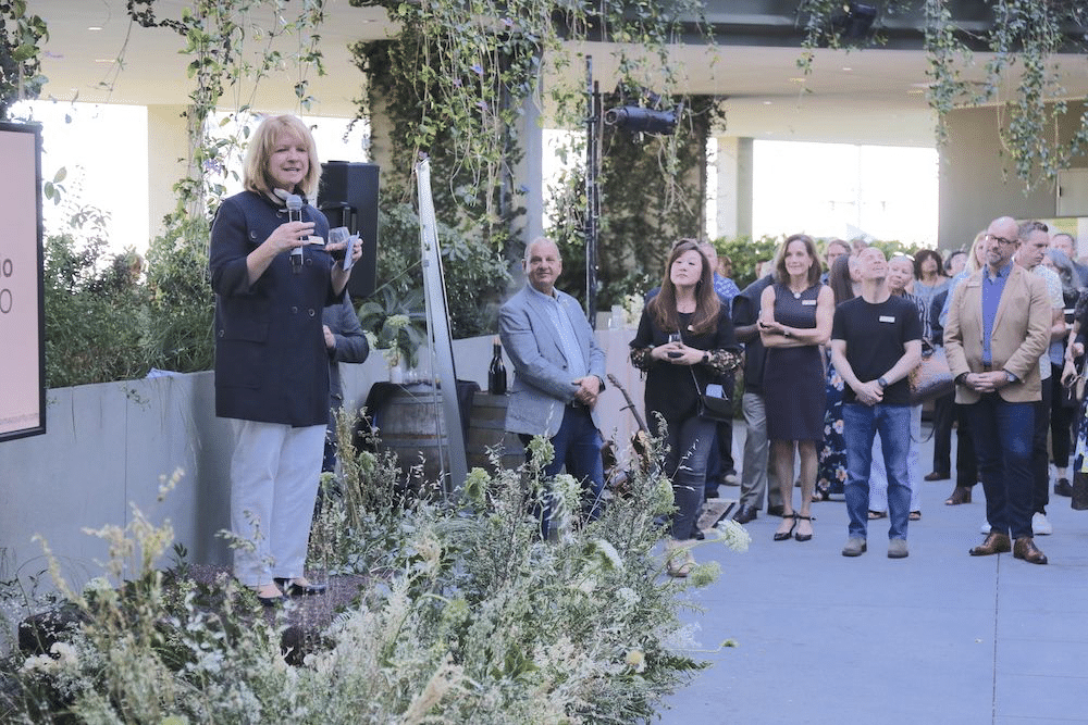 Sonoma County Tourism CEO Claudia Vecchio and Sebastopol Wineries welcome Los Angeles-based visitors to Sonoma.