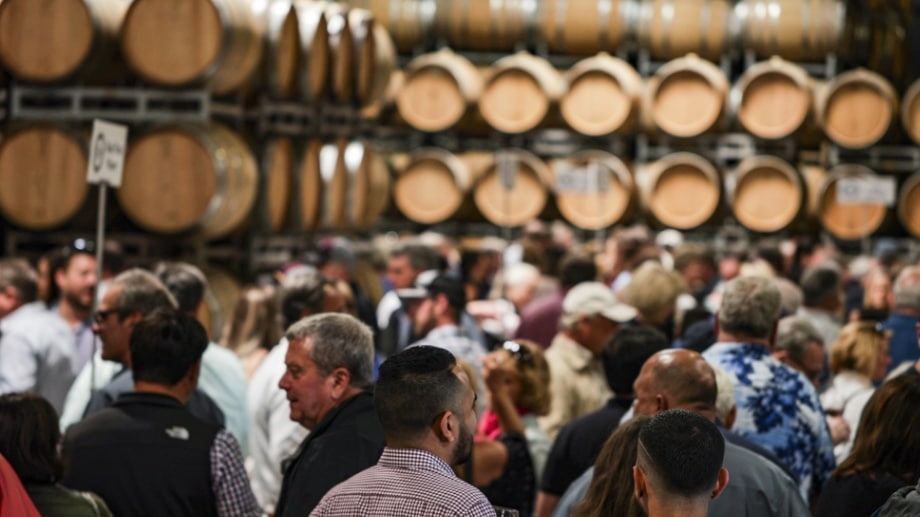 People sample wine from Starburn Winery at the United Bank Bloomin' Wine  Festival on Friday April 28, 2017 in Winchester, Va.. The wine festival,  which continues on Saturday, officially kicked-off the start